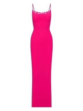FITS EVERYBODY LACE LONG SLIP DRESS | NEON ROSE